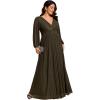 imageEverPretty Womens Glitter Long Sleeves Pleated Floor Length Evening Formal Dresses Plus Size 01961DAOlive Green