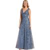 imageEverPretty Womens Sexy Sleeveless VNeck Evening Gowns Empire Waist Sequin Embroidery Formal DressDusty Navy