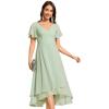 imageEverPretty Womens V Neck Ruffle Sleeves Irregular Chiffon ALine Midi Wedding Guest Dresses 01756Mint Green