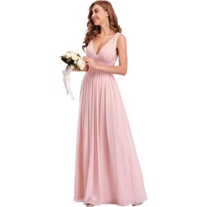 imageEverPretty Womens Bridesmaid Dress VNeck Sleeveless A Line Chiffon Floor Length Formal Dress 09016Pink