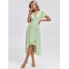 imageEverPretty Womens Chiffon Formal Dresses V Neck Ruffle Sleeves Pleated High Low Summer Wedding Guest DressLight Green Roses