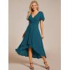 imageEverPretty Womens Chiffon Formal Dresses V Neck Ruffle Sleeves Pleated High Low Summer Wedding Guest DressTeal