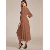 imageEverPretty Womens Chiffon V Neck Long Sleeves Pleated ALine Midi Length Wedding Guest Dress 01926Brown