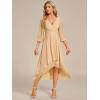 imageEverPretty Womens Chiffon V Neck Long Sleeves Pleated ALine Midi Length Wedding Guest Dress 01926Champagne