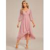 imageEverPretty Womens Chiffon V Neck Long Sleeves Pleated ALine Midi Length Wedding Guest Dress 01926Dusty Rose