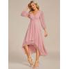 imageEverPretty Womens Chiffon V Neck Long Sleeves Pleated ALine Midi Length Wedding Guest Dress 01926Dusty Rose