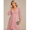 imageEverPretty Womens Chiffon V Neck Long Sleeves Pleated ALine Midi Length Wedding Guest Dress 01926Dusty Rose