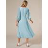 imageEverPretty Womens Chiffon V Neck Long Sleeves Pleated ALine Midi Length Wedding Guest Dress 01926Sky Blue