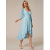 imageEverPretty Womens Chiffon V Neck Long Sleeves Pleated ALine Midi Length Wedding Guest Dress 01926Sky Blue