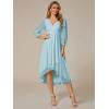 imageEverPretty Womens Chiffon V Neck Long Sleeves Pleated ALine Midi Length Wedding Guest Dress 01926Sky Blue
