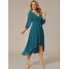 imageEverPretty Womens Chiffon V Neck Long Sleeves Pleated ALine Midi Length Wedding Guest Dress 01926Teal