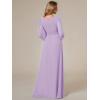 imageEverPretty Womens Crewneck Lantern Sleeves ALine Pleated Chiffon Maxi Formal Dress 0106BLavender