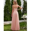 imageEverPretty Womens Deep VNeck Spaghetti Strap Tulle Floor Length ALine Wedding Dress 02075Pink