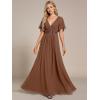 imageEverPretty Womens Mothers Dress Chiffon V Neck A Line Appliques Waist Formal Dresses 01960Brown