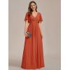 imageEverPretty Womens Mothers Dress Chiffon V Neck A Line Appliques Waist Formal Dresses 01960Burnt Orange
