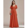 imageEverPretty Womens Mothers Dress Chiffon V Neck A Line Appliques Waist Formal Dresses 01960Burnt Orange