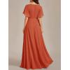 imageEverPretty Womens Mothers Dress Chiffon V Neck A Line Appliques Waist Formal Dresses 01960Burnt Orange