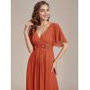imageEverPretty Womens Mothers Dress Chiffon V Neck A Line Appliques Waist Formal Dresses 01960Burnt Orange