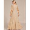 imageEverPretty Womens Mothers Dress Chiffon V Neck A Line Appliques Waist Formal Dresses 01960Champagne