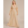 imageEverPretty Womens Mothers Dress Chiffon V Neck A Line Appliques Waist Formal Dresses 01960Champagne