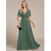 imageEverPretty Womens Mothers Dress Chiffon V Neck A Line Appliques Waist Formal Dresses 01960Eucalyptus Green