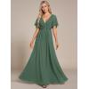imageEverPretty Womens Mothers Dress Chiffon V Neck A Line Appliques Waist Formal Dresses 01960Eucalyptus Green