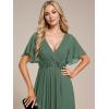 imageEverPretty Womens Mothers Dress Chiffon V Neck A Line Appliques Waist Formal Dresses 01960Eucalyptus Green