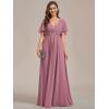 imageEverPretty Womens Mothers Dress Chiffon V Neck A Line Appliques Waist Formal Dresses 01960Orchid