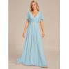 imageEverPretty Womens Mothers Dress Chiffon V Neck A Line Appliques Waist Formal Dresses 01960Sky Blue