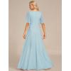 imageEverPretty Womens Mothers Dress Chiffon V Neck A Line Appliques Waist Formal Dresses 01960Sky Blue