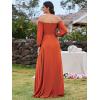 imageEverPretty Womens Off Shoulder Lantern Sleeves A Line Split Maxi Bridesmaid Dresses S0002Burnt Orange