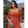 imageEverPretty Womens Off Shoulder Lantern Sleeves A Line Split Maxi Bridesmaid Dresses S0002Burnt Orange