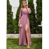 imageEverPretty Womens Off Shoulder Lantern Sleeves A Line Split Maxi Bridesmaid Dresses S0002Orchid