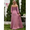 imageEverPretty Womens Off Shoulder Lantern Sleeves A Line Split Maxi Bridesmaid Dresses S0002Orchid