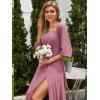 imageEverPretty Womens Off Shoulder Lantern Sleeves A Line Split Maxi Bridesmaid Dresses S0002Orchid