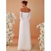imageEverPretty Womens Off Shoulder Lantern Sleeves A Line Split Maxi Bridesmaid Dresses S0002White