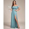 imageEverPretty Womens Off The Shoulder Bridesmaid Dresses Side Split Beach Maxi Formal Dress 00968Blue 2