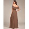 imageEverPretty Womens Off The Shoulder Bridesmaid Dresses Side Split Beach Maxi Formal Dress 00968Brown