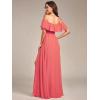 imageEverPretty Womens Off The Shoulder Bridesmaid Dresses Side Split Beach Maxi Formal Dress 00968Coral
