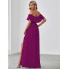 imageEverPretty Womens Off The Shoulder Bridesmaid Dresses Side Split Beach Maxi Formal Dress 00968Fuchsia