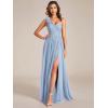 imageEverPretty Womens One Shoulder Sleeveless Pleated ALine Floor Length Bridesmaid Dresses 01911Light Dusty Blue