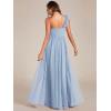 imageEverPretty Womens One Shoulder Sleeveless Pleated ALine Floor Length Bridesmaid Dresses 01911Light Dusty Blue