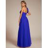imageEverPretty Womens One Shoulder Sleeveless Pleated ALine Floor Length Bridesmaid Dresses 01911Sapphire Blue