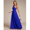 imageEverPretty Womens One Shoulder Sleeveless Pleated ALine Floor Length Bridesmaid Dresses 01911Sapphire Blue