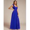 imageEverPretty Womens One Shoulder Sleeveless Pleated ALine Floor Length Bridesmaid Dresses 01911Sapphire Blue