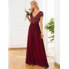 imageEverPretty Womens Sequin VNeck Aline Short Sleeves Empire Waist Maxi Evening Party Dress 0150ABurgundy