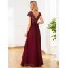 imageEverPretty Womens Sequin VNeck Aline Short Sleeves Empire Waist Maxi Evening Party Dress 0150ABurgundy