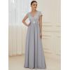 imageEverPretty Womens Sequin VNeck Aline Short Sleeves Empire Waist Maxi Evening Party Dress 0150ASilver