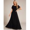 imageEverPretty Womens Summer Crew Neck Empire Waist Pleated Chiffon Maxi Formal Dress 01840Black
