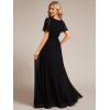 imageEverPretty Womens Summer Crew Neck Empire Waist Pleated Chiffon Maxi Formal Dress 01840Black